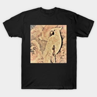 PARROT MACAW DECO PRINT TROPICAL BLUSH PINK FLORAL ART DESIGN T-Shirt